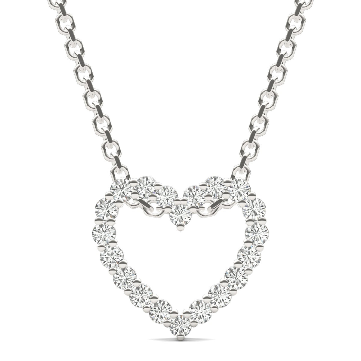 0.28 CTW DEW Round Moissanite Heart Sliding Pendant in Sterling Silver