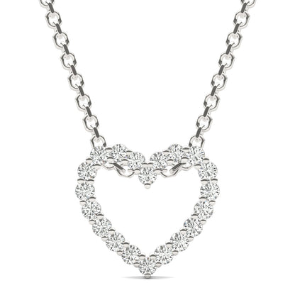 0.28 CTW DEW Round Moissanite Heart Sliding Pendant in Sterling Silver