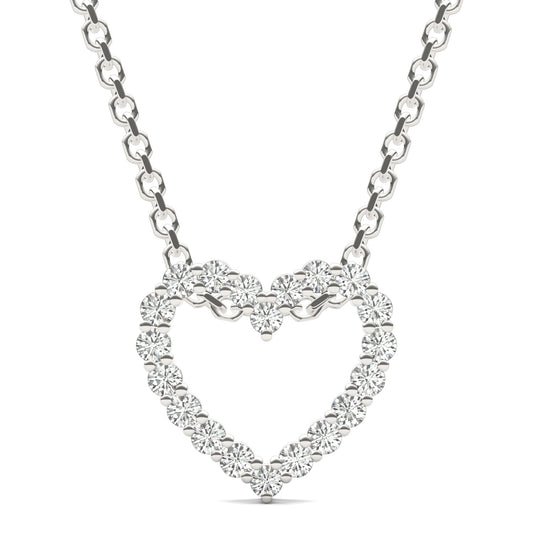0.28 CTW DEW Round Moissanite Heart Sliding Pendant in Sterling Silver