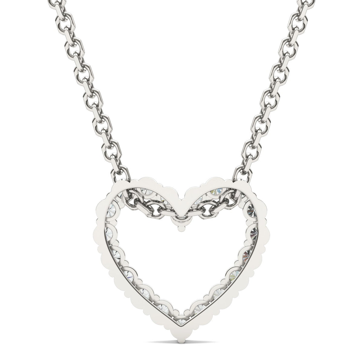 0.28 CTW DEW Round Moissanite Heart Sliding Pendant in Sterling Silver