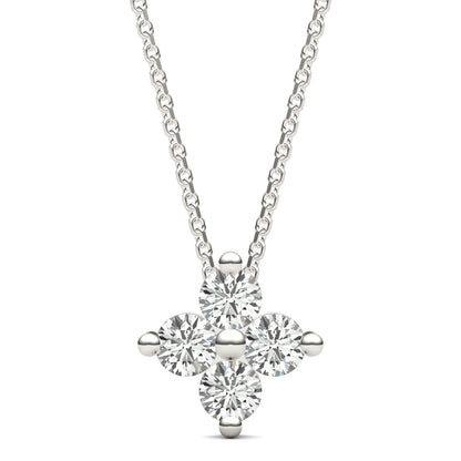 0.92 CTW DEW Moissanite Floral Pendant in Sterling Silver