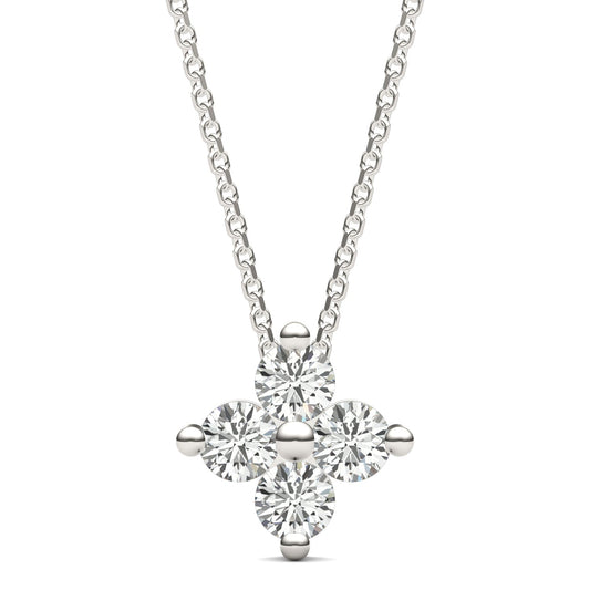 0.92 CTW DEW Moissanite Floral Pendant in Sterling Silver