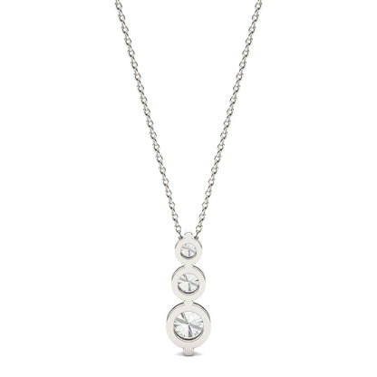 1.29 CTW DEW Round Moissanite Three-Stone Drop Pendant in Sterling Silver