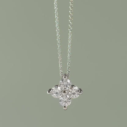 0.92 CTW DEW Moissanite Floral Pendant in Sterling Silver