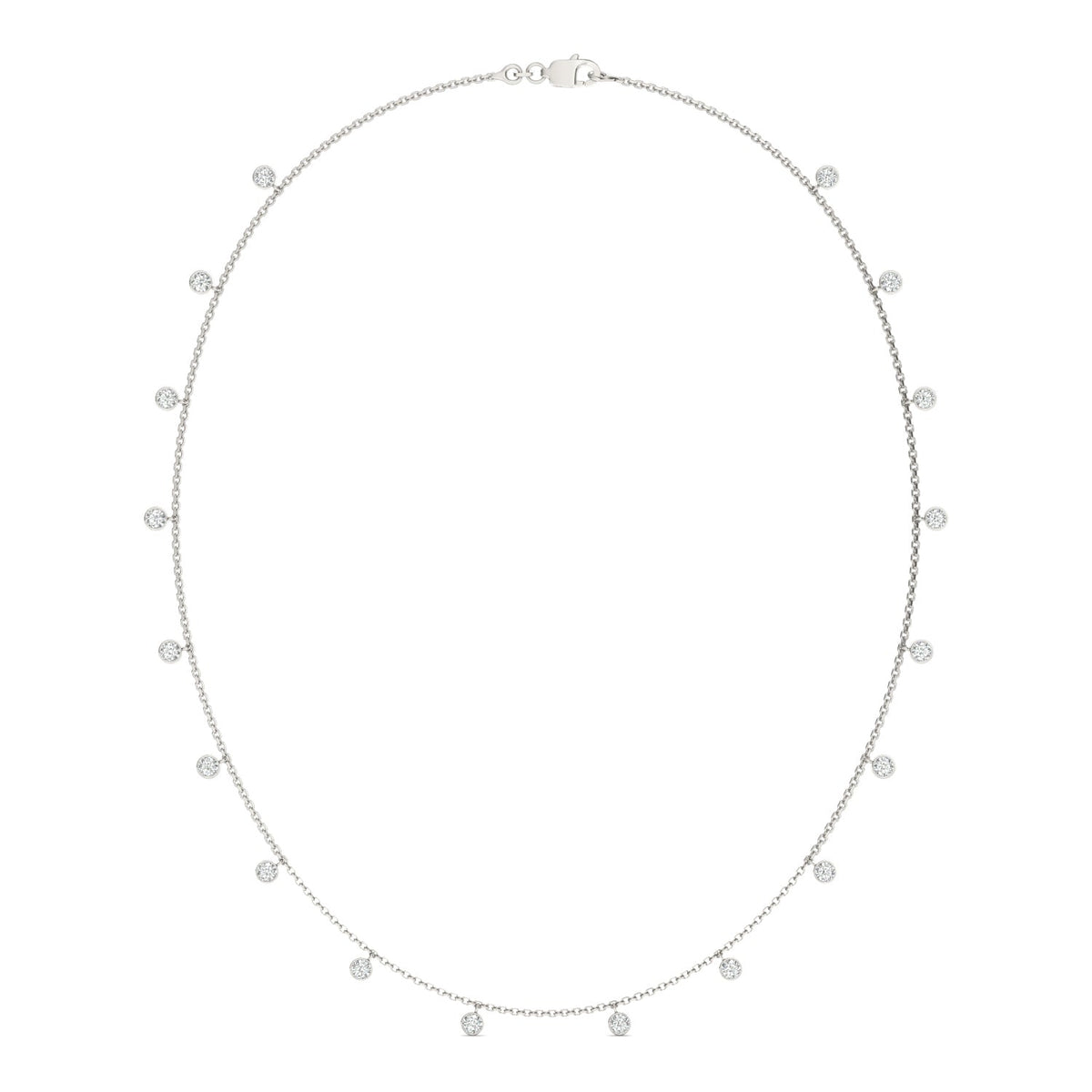 1.86 CTW DEW Round Moissanite Drop Station Necklace in Sterling Silver