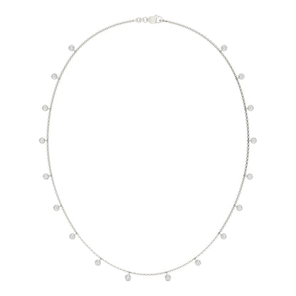 1.86 CTW DEW Round Moissanite Drop Station Necklace in Sterling Silver