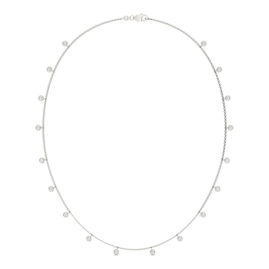 1.86 CTW DEW Round Moissanite Drop Station Necklace in Sterling Silver