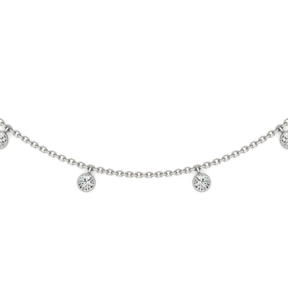 1.86 CTW DEW Round Moissanite Drop Station Necklace in Sterling Silver