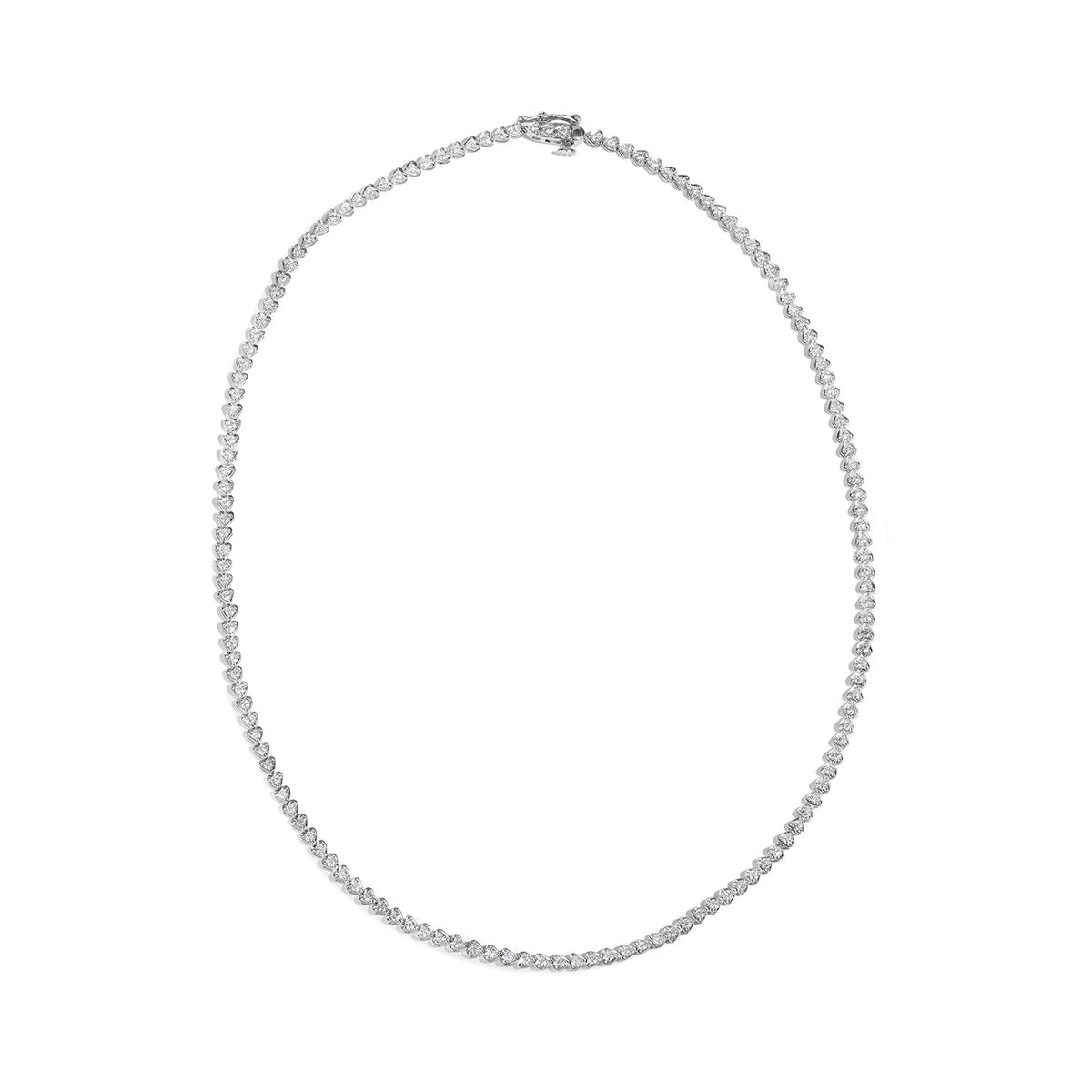 2.18 CTW DEW Moissanite East-West Heart Tennis Necklace in Sterling Silver