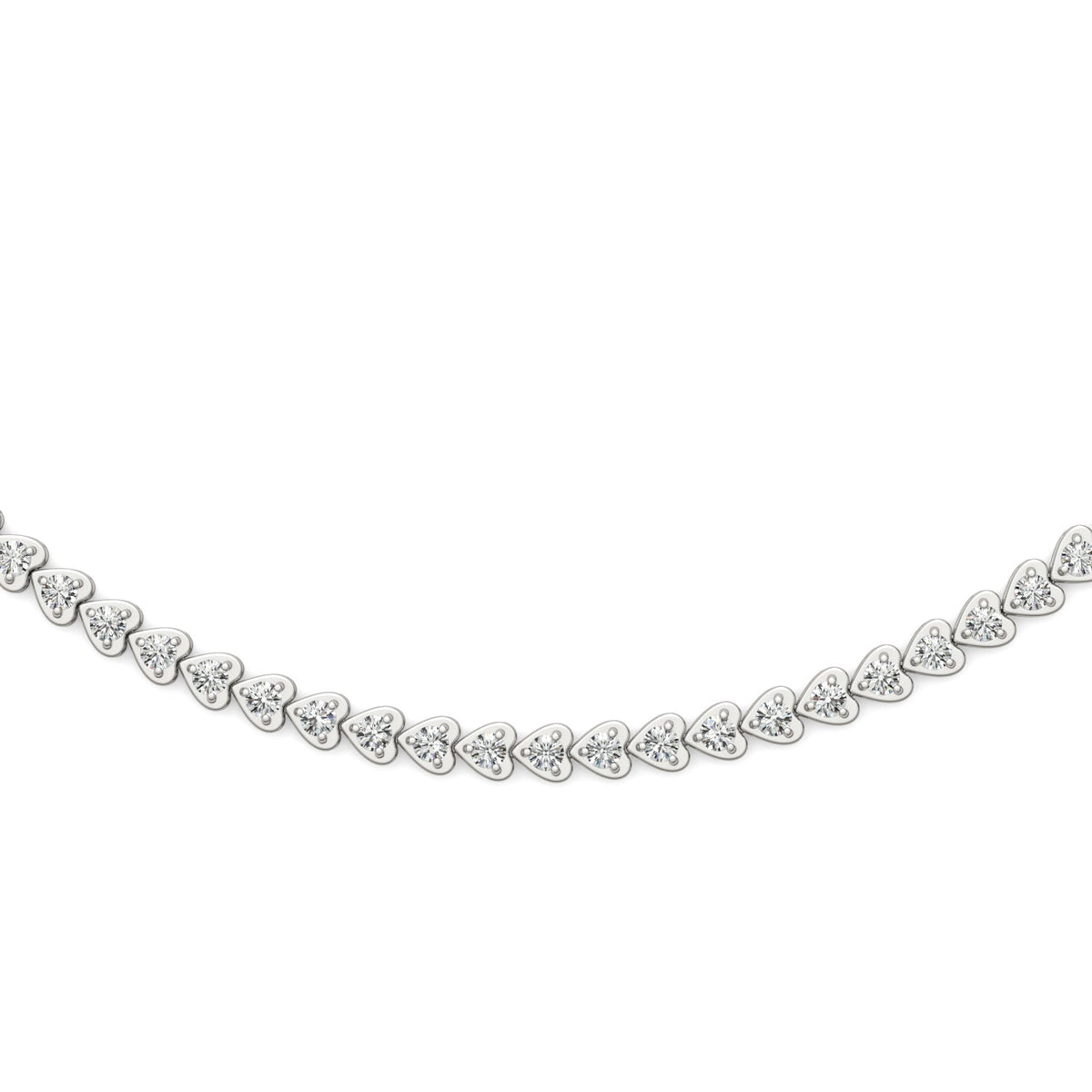 2.18 CTW DEW Moissanite East-West Heart Tennis Necklace in Sterling Silver