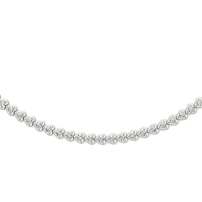 2.18 CTW DEW Moissanite East-West Heart Tennis Necklace in Sterling Silver