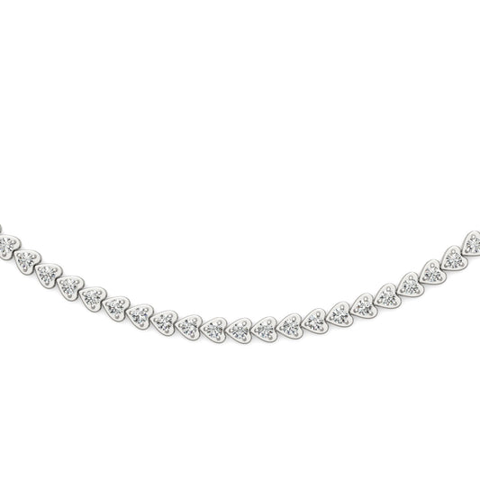 2.18 CTW DEW Moissanite East-West Heart Tennis Necklace in Sterling Silver
