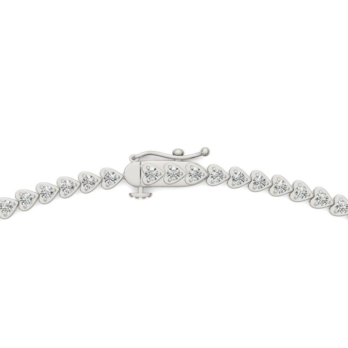 2.18 CTW DEW Moissanite East-West Heart Tennis Necklace in Sterling Silver