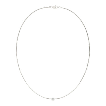 0.10 CTW DEW Round Moissanite Single Stone Station Necklace in Sterling Silver