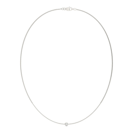 0.10 CTW DEW Round Moissanite Single Stone Station Necklace in Sterling Silver