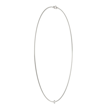 0.10 CTW DEW Round Moissanite Single Stone Station Necklace in Sterling Silver