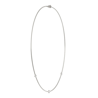 0.30 CTW DEW Round Moissanite Three-Stone Station Necklace in Sterling Silver