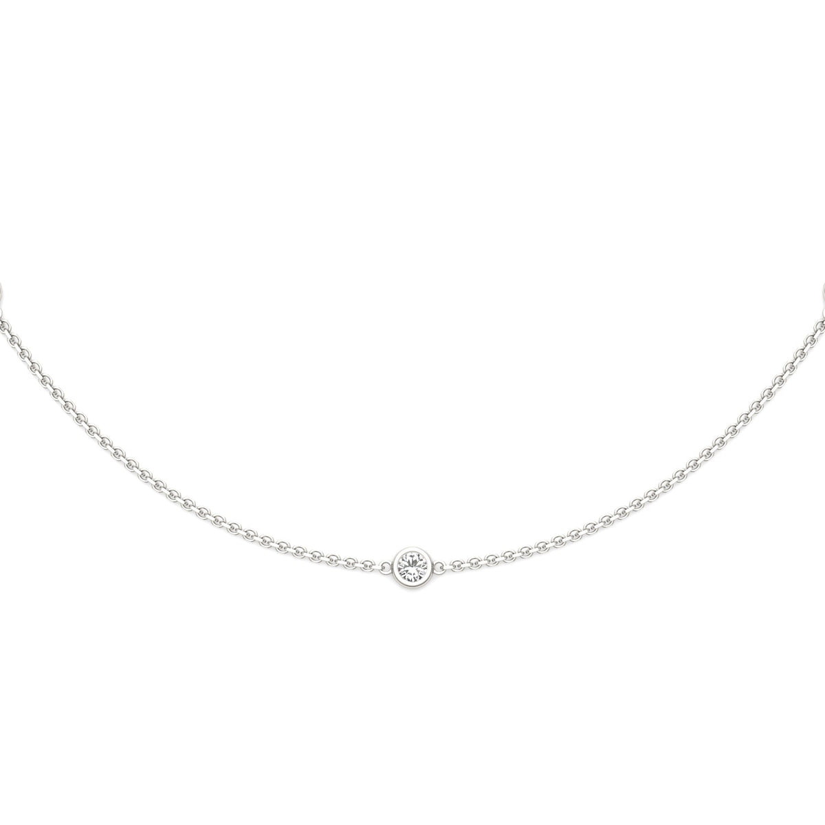 0.30 CTW DEW Round Moissanite Three-Stone Station Necklace in Sterling Silver
