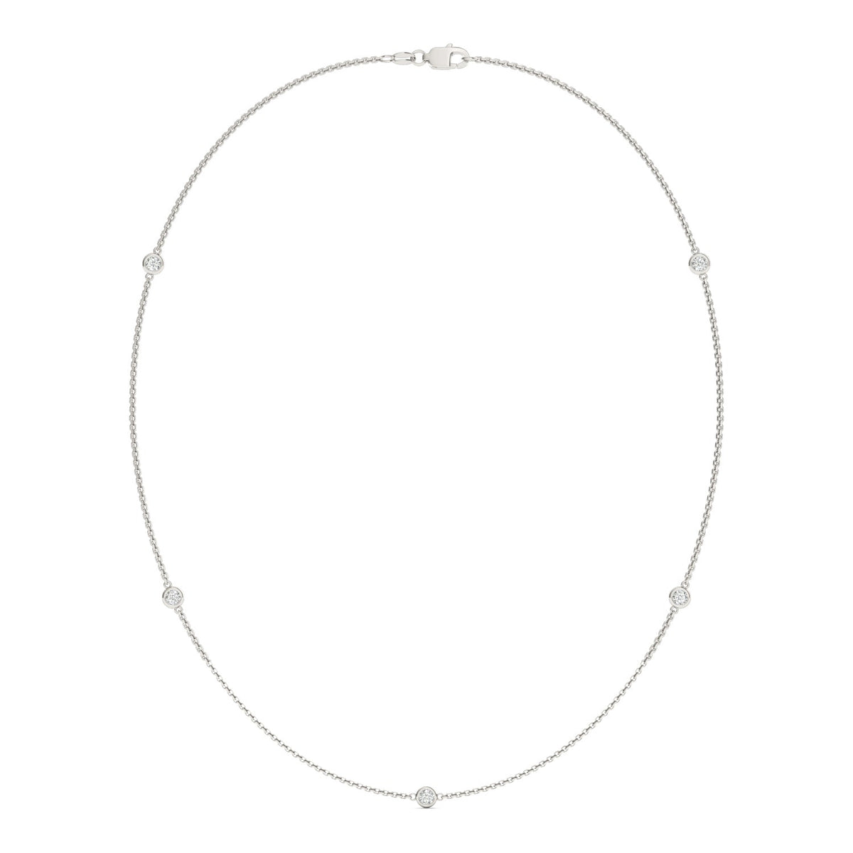 0.50 CTW DEW Round Moissanite Five-Stone Station Necklace in Sterling Silver