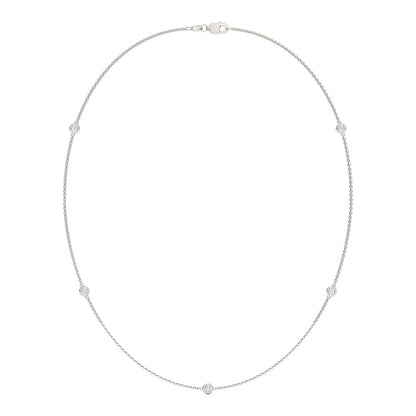 0.50 CTW DEW Round Moissanite Five-Stone Station Necklace in Sterling Silver
