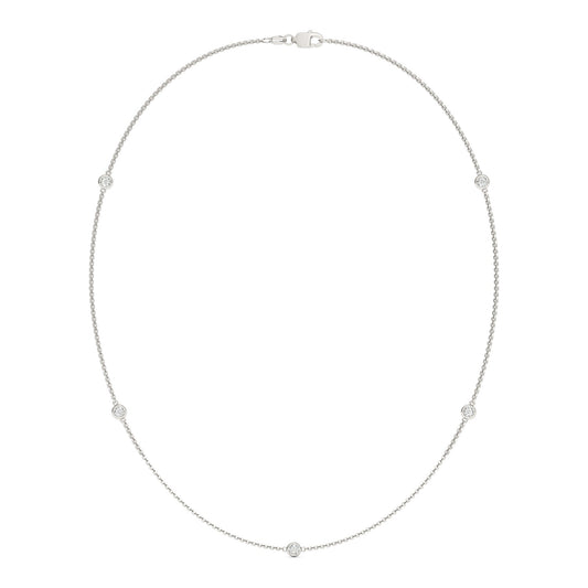 0.50 CTW DEW Round Moissanite Five-Stone Station Necklace in Sterling Silver