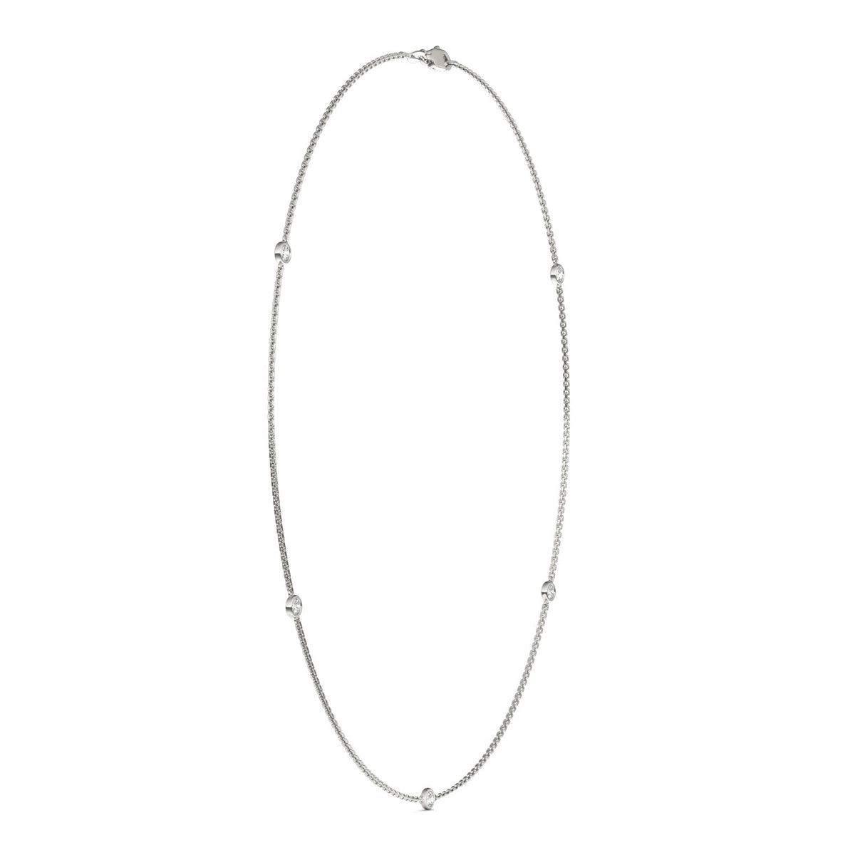 0.50 CTW DEW Round Moissanite Five-Stone Station Necklace in Sterling Silver