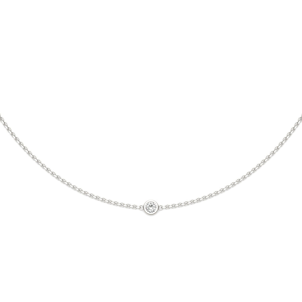 0.50 CTW DEW Round Moissanite Five-Stone Station Necklace in Sterling Silver