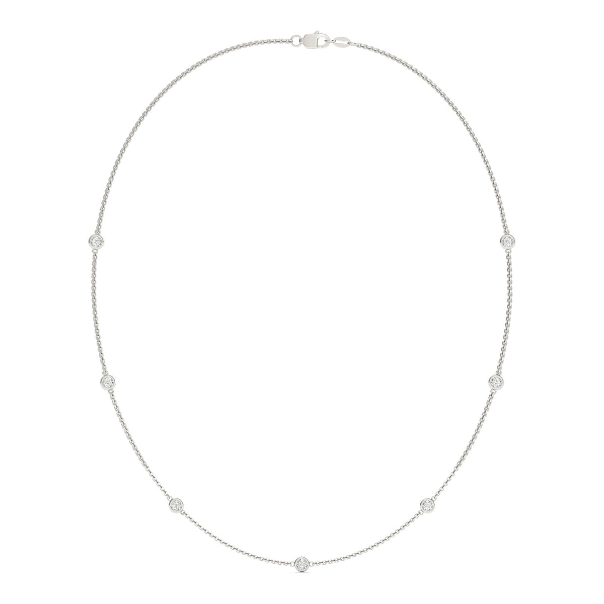 0.70 CTW DEW Round Moissanite Seven-Stone Station Necklace in Sterling Silver