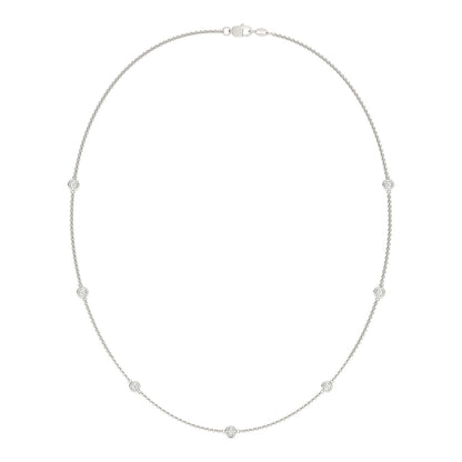 0.70 CTW DEW Round Moissanite Seven-Stone Station Necklace in Sterling Silver