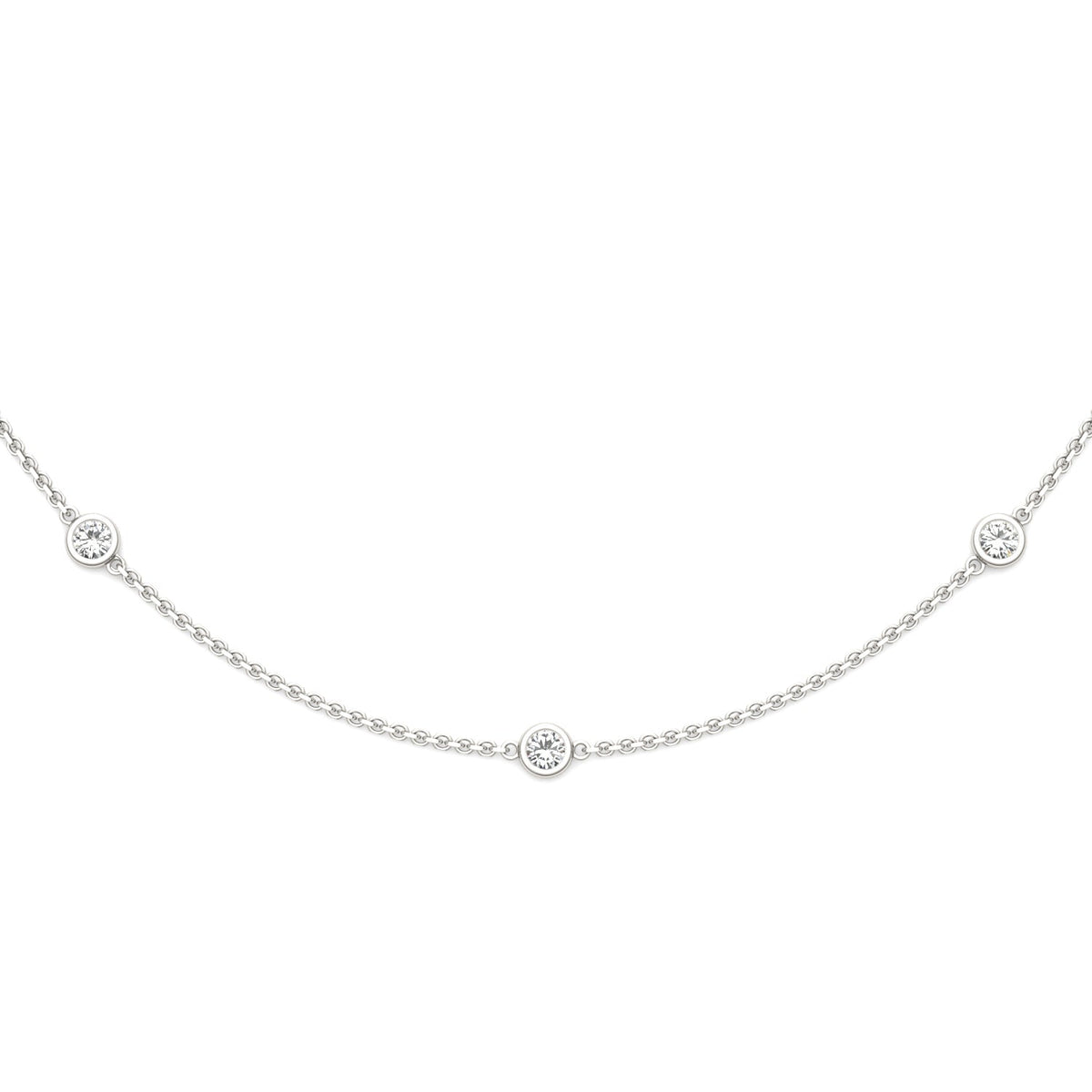 0.70 CTW DEW Round Moissanite Seven-Stone Station Necklace in Sterling Silver