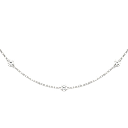 0.70 CTW DEW Round Moissanite Seven-Stone Station Necklace in Sterling Silver
