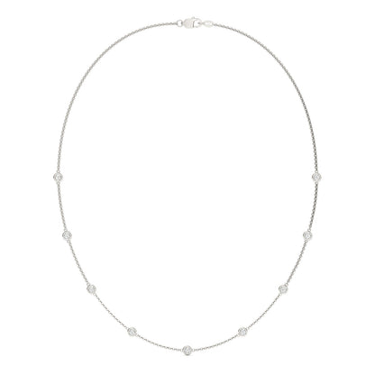 0.90 CTW DEW Round Moissanite Nine-Stone Station Necklace in Sterling Silver