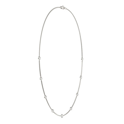0.90 CTW DEW Round Moissanite Nine-Stone Station Necklace in Sterling Silver