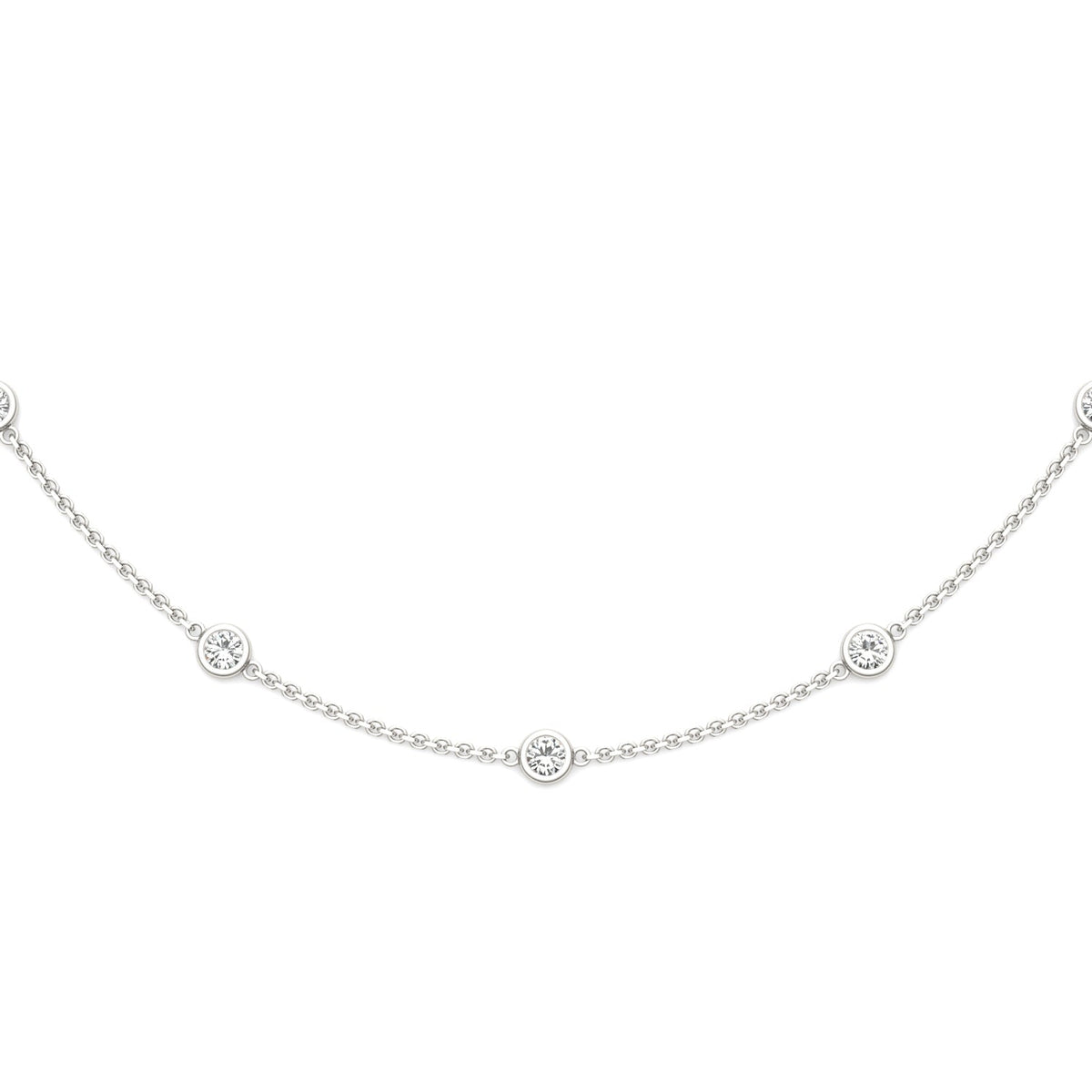 0.90 CTW DEW Round Moissanite Nine-Stone Station Necklace in Sterling Silver