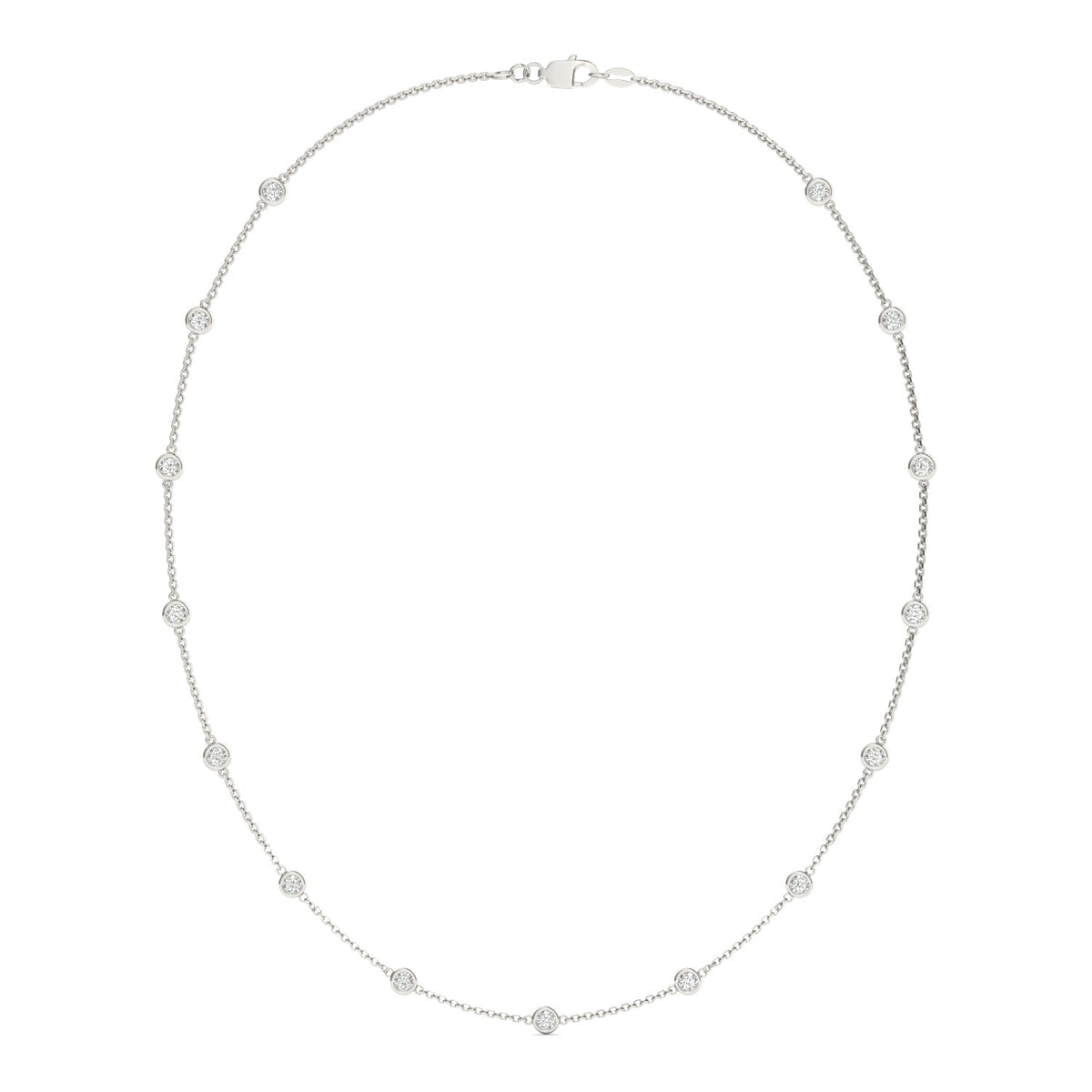 1.50 CTW DEW Round Moissanite Fifteen-Stone Station Necklace in Sterling Silver