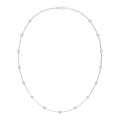 1.50 CTW DEW Round Moissanite Fifteen-Stone Station Necklace in Sterling Silver