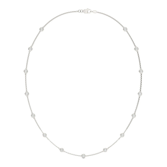1.50 CTW DEW Round Moissanite Fifteen-Stone Station Necklace in Sterling Silver