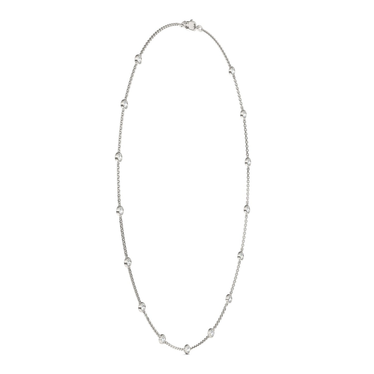 1.50 CTW DEW Round Moissanite Fifteen-Stone Station Necklace in Sterling Silver