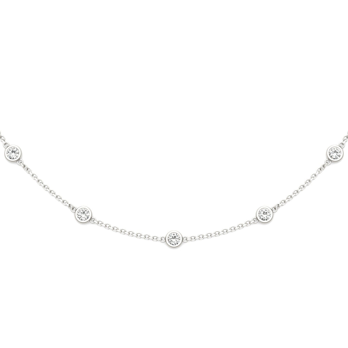 1.50 CTW DEW Round Moissanite Fifteen-Stone Station Necklace in Sterling Silver