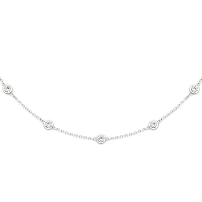 1.50 CTW DEW Round Moissanite Fifteen-Stone Station Necklace in Sterling Silver