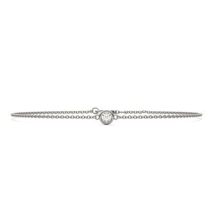 0.10 CTW DEW Round Moissanite Single Stone Station Bracelet in Sterling Silver