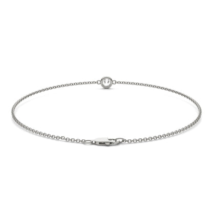 0.10 CTW DEW Round Moissanite Single Stone Station Bracelet in Sterling Silver