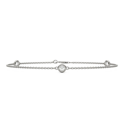 0.30 CTW DEW Round Moissanite Three-Stone Station Bracelet in Sterling Silver