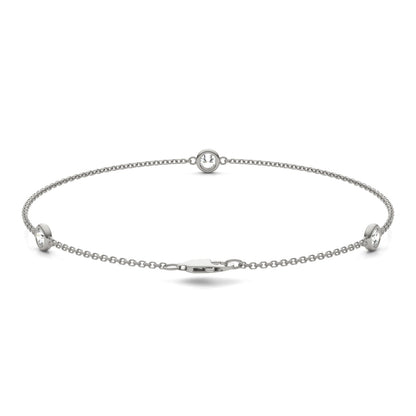 0.30 CTW DEW Round Moissanite Three-Stone Station Bracelet in Sterling Silver