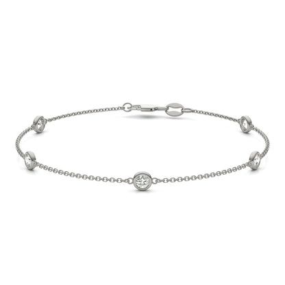 0.50 CTW DEW Round Moissanite 5-Stone Station Bracelet in Sterling Silver