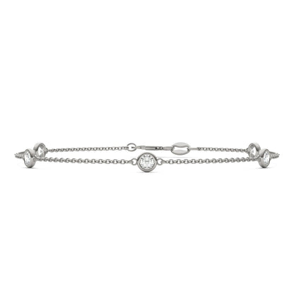 0.50 CTW DEW Round Moissanite 5-Stone Station Bracelet in Sterling Silver