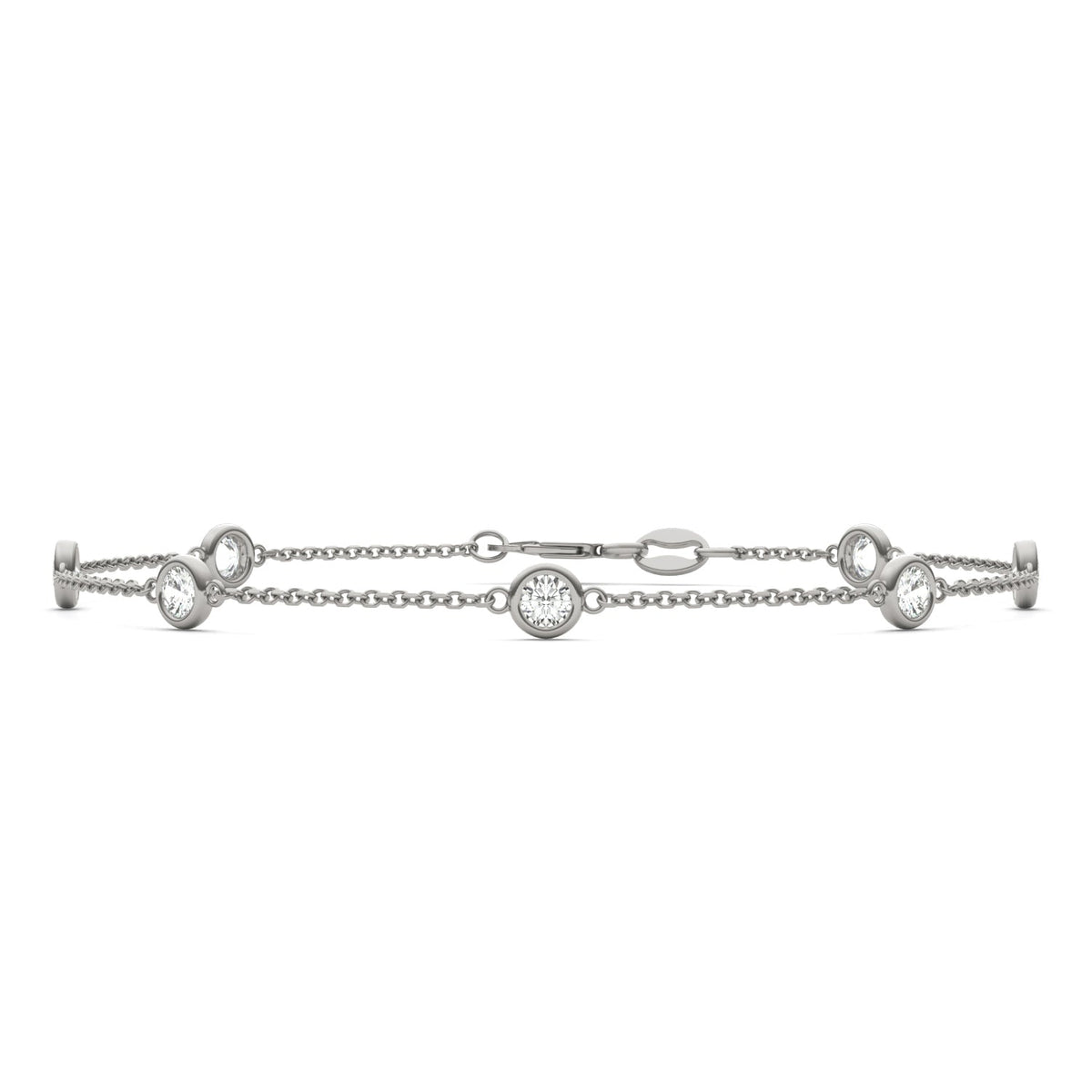 0.70 CTW DEW Round Moissanite 7-Stone Station Bracelet in Sterling Silver