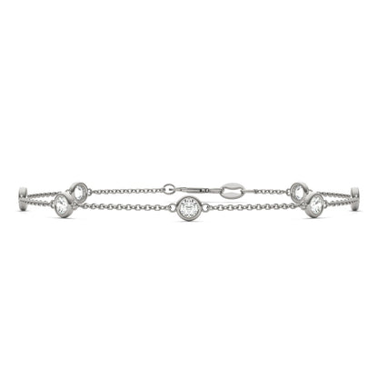 0.70 CTW DEW Round Moissanite 7-Stone Station Bracelet in Sterling Silver