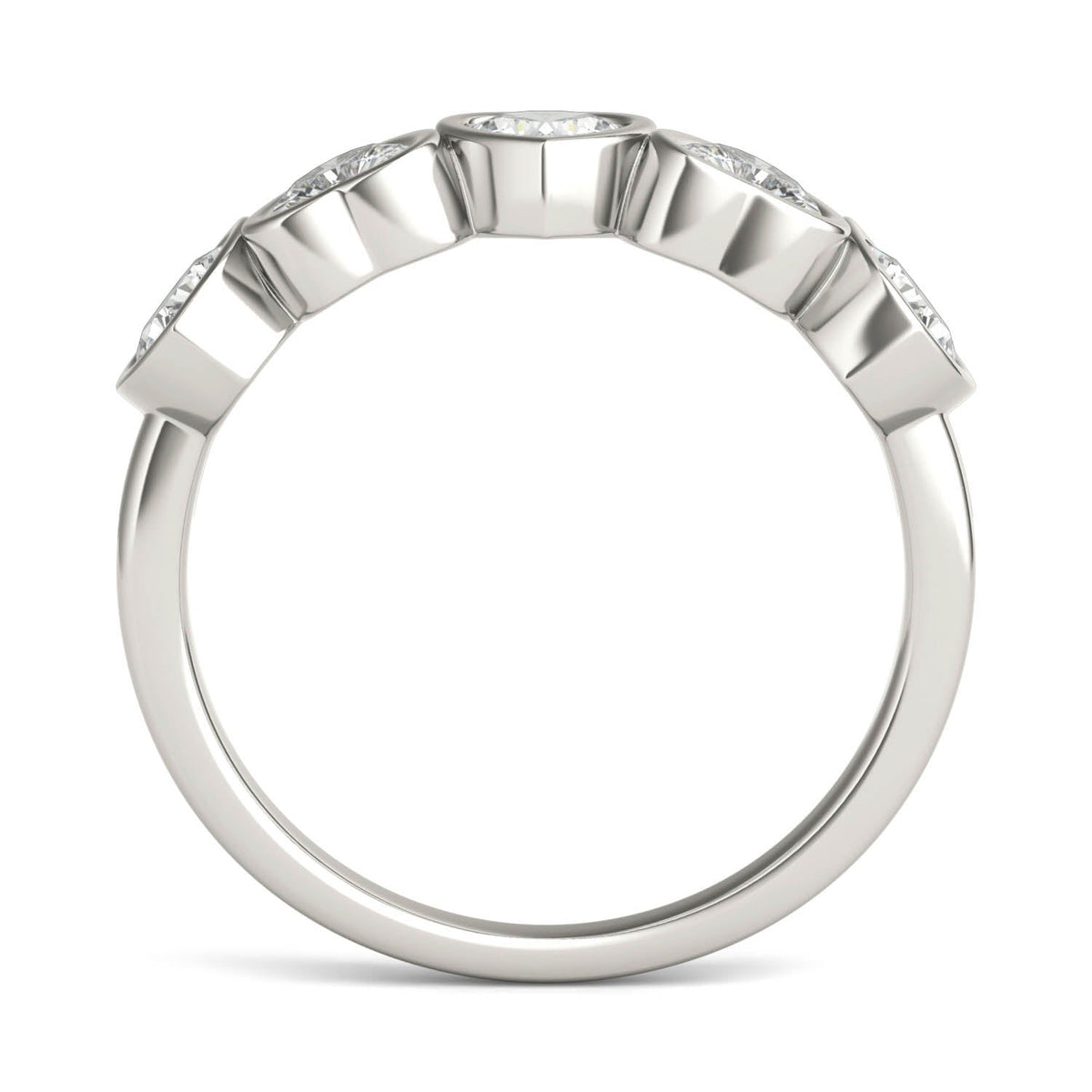 1.15 CTW DEW Heart Moissanite Five-Stone Band in Sterling Silver