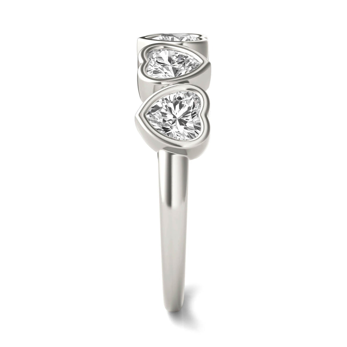 1.15 CTW DEW Heart Moissanite Five-Stone Band in Sterling Silver